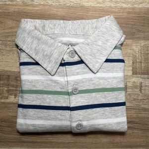 Patagonia Casual Short Sleeve Pocket Polo Shirt Men Small Stipes Gray Green Blue